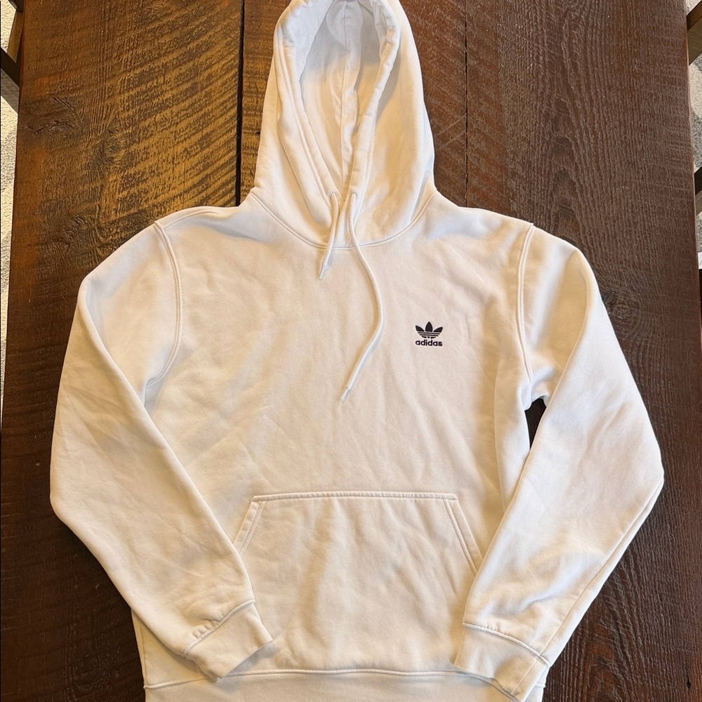 Adidas Originals Trefoil Hoodie Men’s Small White Black Logo Pullover